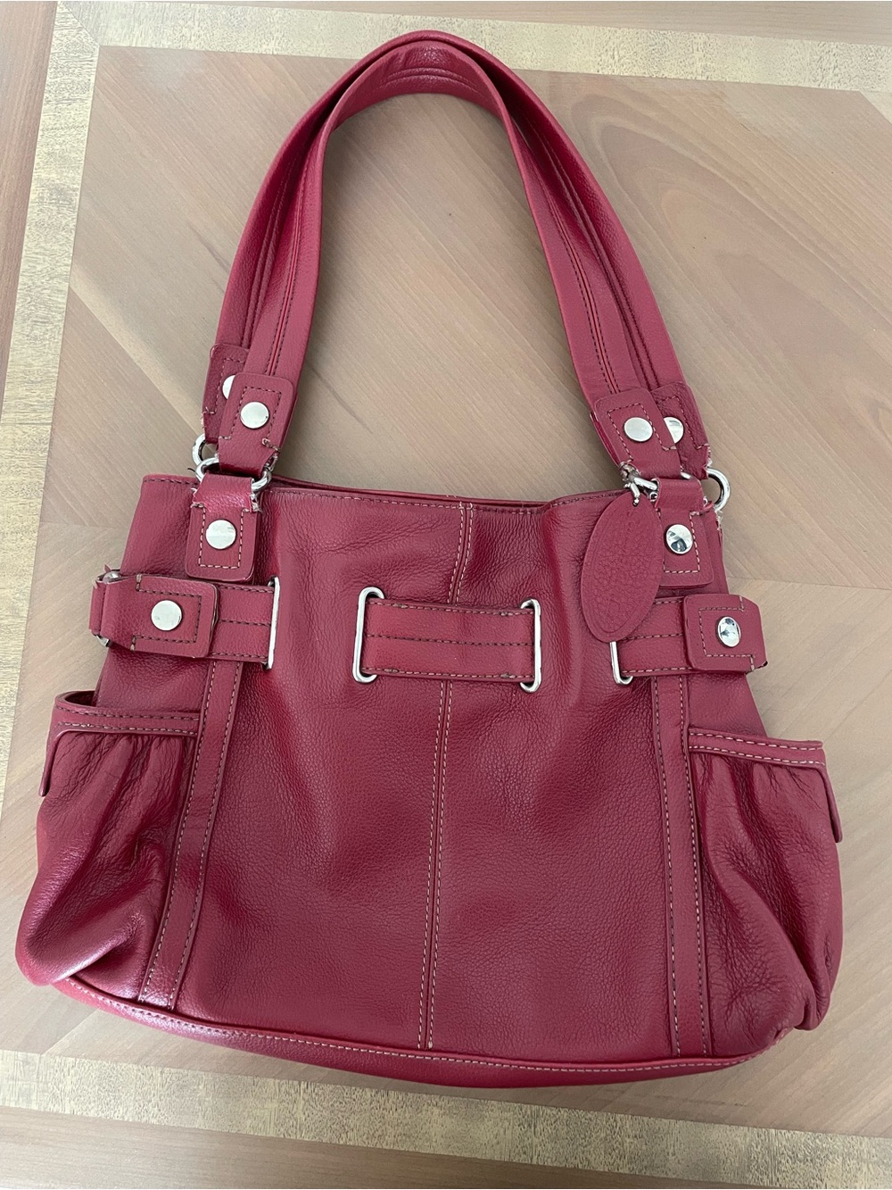 Red Leather Shoulder Bag by Wilson Leather - Picture 2 of 3